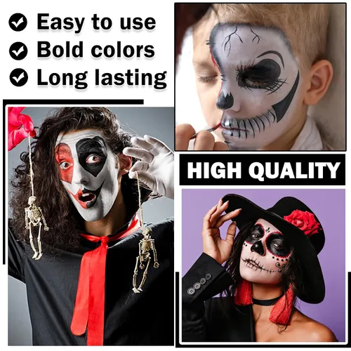 Miniatura 4 de Blue Face Body Paint Pro Pintura facial a base de agua, lavable para adultos y niños, Halloween, SFX, cosplay, payaso, zombi, vampiro, esqueleto