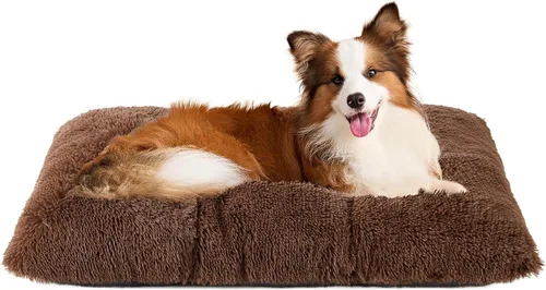 Miniatura 27 de EHEYCIGA Cama Esponjosa para Jaula de Perros Grandes, Almohadilla de Jaula de Piel Sintética Afelpada, Cama Calmante Anti-Ansiedad para Perros Negro