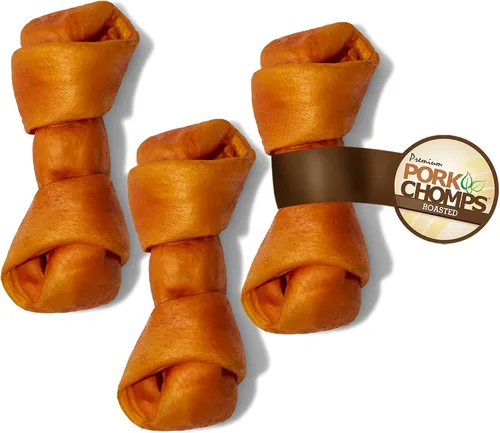 Miniatura 20 de Pork Chomps Masticable para perros de piel de cerdo al horno, nudo de 11 pulgadas, 1 unidad