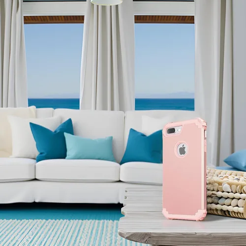 Miniatura 4 de IDweel Funda para iPhone 8 Plus, para iPhone 7 Plus con Protector de Pantalla, 3 en 1 Híbrida Resistente a Golpes de Servicio Pesado Protección Oro
