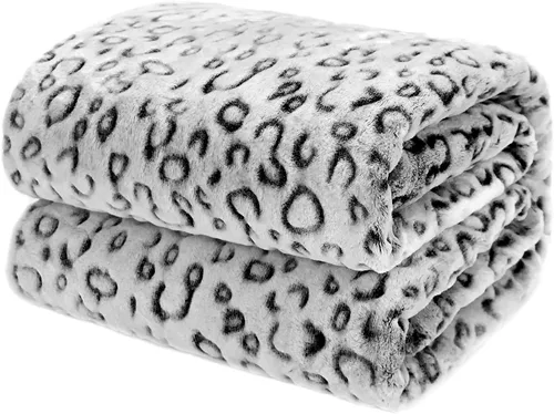Miniatura 13 de ZHIKU Manta de Tiro Azul Tamaño Queen Suave de Forro Polar Mantas de Tiro para Cama Leopardo azul