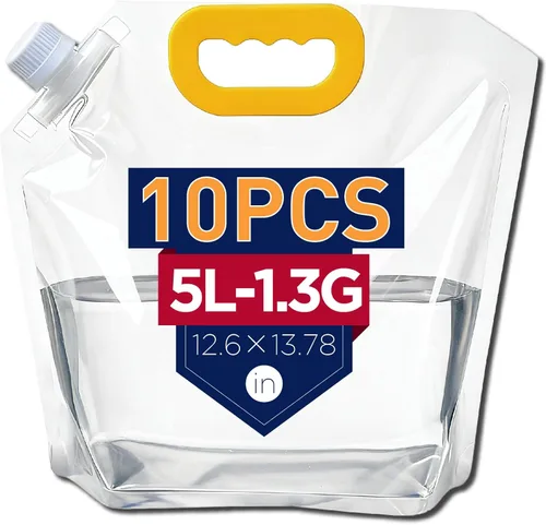 Miniatura 15 de 100 bolsas de bebida de 8 onzas, botella de plástico reutilizable con embudo para beber jugo de bebidas líquidas, bolsas de bebidas de pie para 8OZ