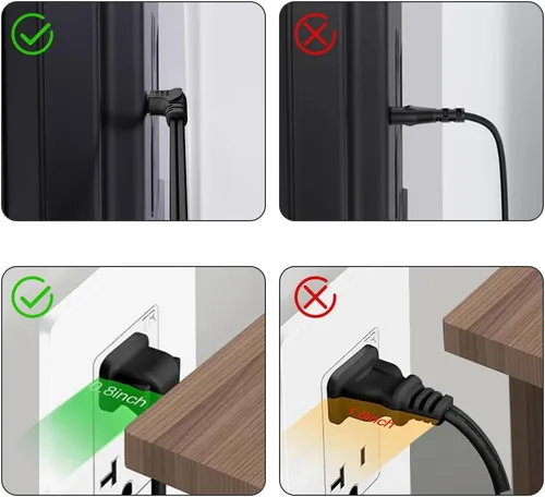 Miniatura 6 de Cable de alimentación de TV, cable de alimentación universal de 2 clavijas en ángulo no polarizado de 18 AWG, NEMA 1-15P a IEC320 C7 Figura 8