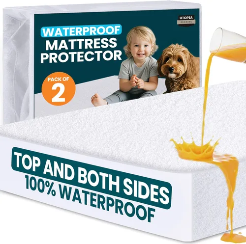 Miniatura 8 de Utopia Bedding - Protector de colchón de doble cara con parte superior y paneles laterales de rizo impermeables tamaño individual, funda de colchón