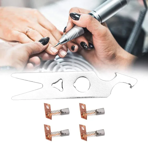Miniatura 3 de Juego de 2 pares de llaves de cepillo de carbono, accesorios de pieza de repuesto para taladro de uñas, incluye cepillo de carbono y llave