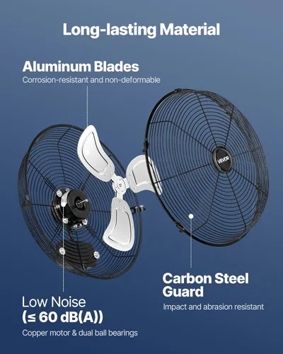 Miniatura 5 de VEVOR Ventilador industrial de montaje en pared de 18 pulgadas, alta velocidad 4000 CFM con 3 velocidades, potente ventilador de pared de garaje