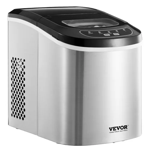 Miniatura 9 de VEVOR Máquina de hielo para encimera, 9 cubos listos en 6 minutos, 33 libras en 24 horas, máquina de hielo portátil autolimpiante con cuchara
