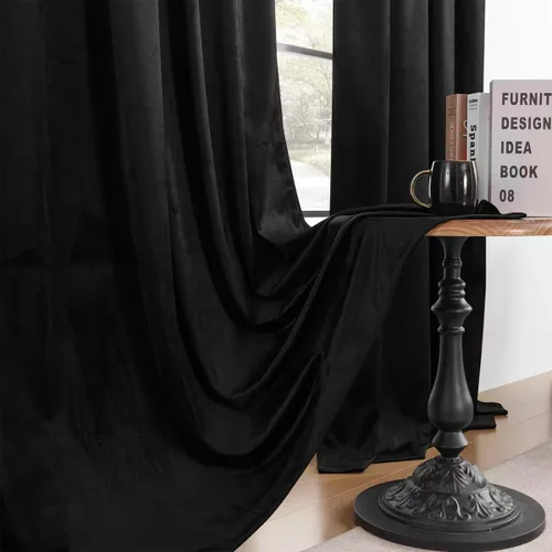 Miniatura 6 de Timeper Cortinas opacas de terciopelo negro de 42 pulgadas de ancho x 84 pulgadas de largo, cortinas opacas para dormitorio, sala de estar, cortinas