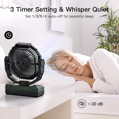Miniatura 4 de FRIZCOL Ventilador de camping 3 en 1 - Ventiladores portátiles recargables - Ventilador con batería de alta capacidad (60 horas) con luz y control