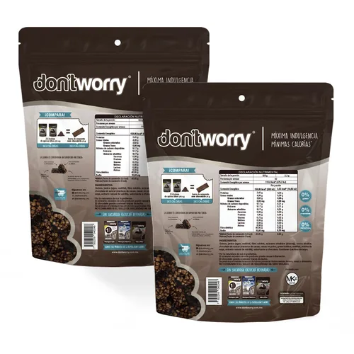Miniatura 2 de Don't Worry Bocados orgánicos de quinua Sabor a nuez de chocolate y almendras Caramelo sin azúcar, 4 calorías por pieza, galletas cetogénicas