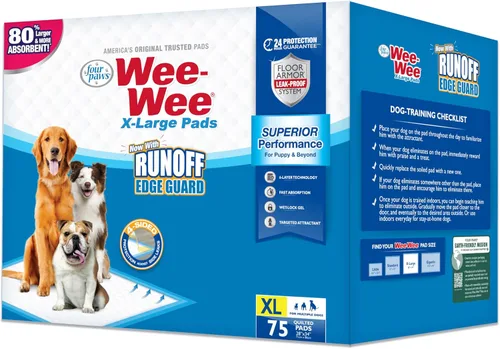 Miniatura 12 de Four Paws - Alfombrillas Wee-Wee de rendimiento superior sin fragancia para perros y cachorros, extra grandes, acolchadas a prueba de fugas