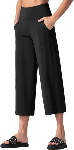 THE GYM PEOPLE Bootleg - Pantalones capri de yoga para mujer, control de abdomen, cintura alta, pantalones cortos acampanados con bolsillos