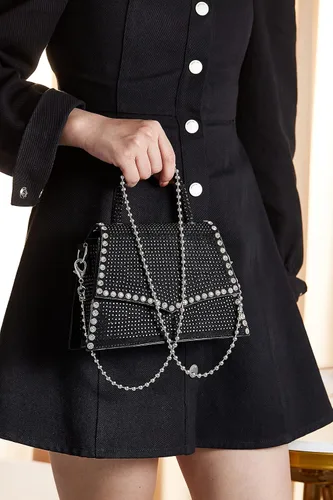 Miniatura 7 de Bolso de noche cruzado con diamantes de imitación con purpurina Bolso de mano de cristal de moda con asa superior para cóctel, fiesta, club, bolso