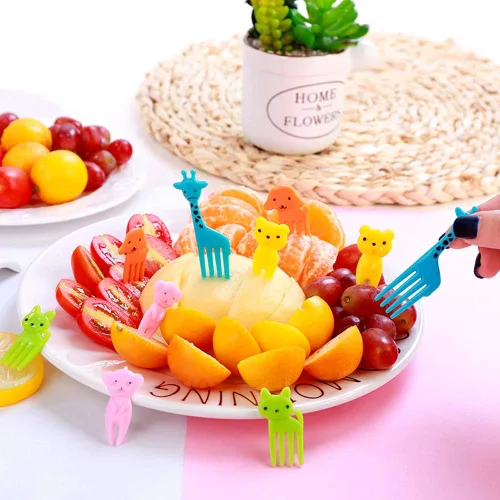 Miniatura 3 de Juego de 40 bonitos tenedores de comida de animales, palillos de dientes, mini palillos de dientes de dibujos animados, decoración para fiestas