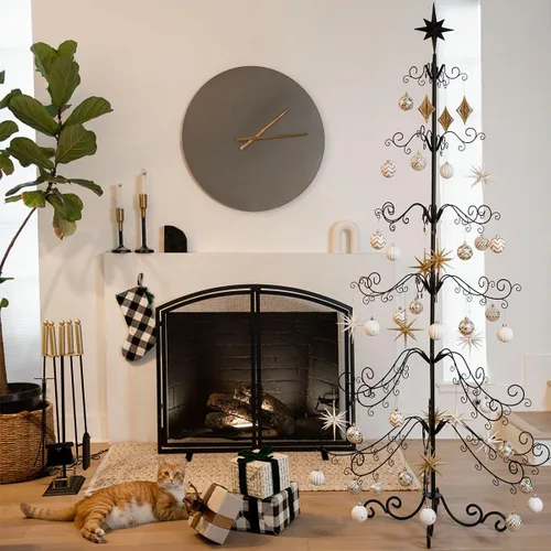 Barton Soporte de árbol de adornos de Navidad de metal de 6.4 pies - Cuenta con ganchos para adornos, artículos pequeños de artesanía, exhibición de