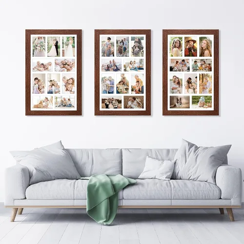 Miniatura 30 de Marcos de Fotos Collage de 13.5X15.5 con 7 Aberturas para Fotos de 4X6, Marco de Fotos Múltiples con Paspartú para Decoración de Pared, Grano