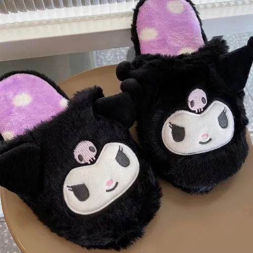 Miniatura 3 de AAOTE Kuromi - Pantuflas de felpa My Melody Cinnamoroll para invierno, talla única, para la mayoría de las pantuflas de dibujos animados suaves