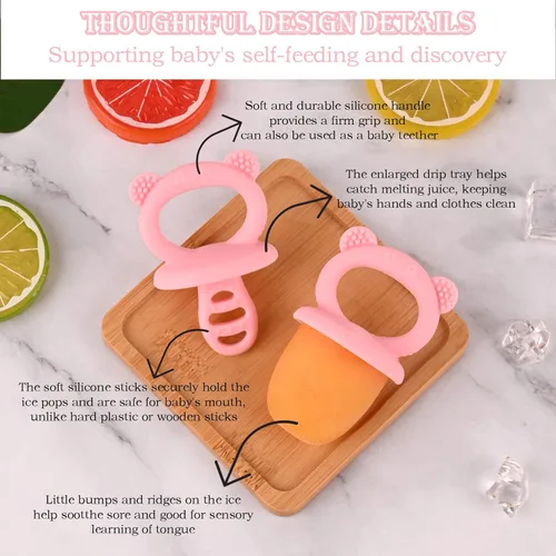 Miniatura 4 de Sakolla Moldes de silicona para paletas de bebé con 6 cavidades, moldes para paletas de leche materna para aliviar la dentición, molde de paletas