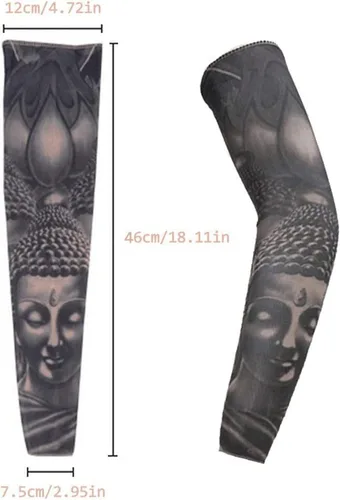 Miniatura 2 de Mangas de tatuaje temporales falsas para hombres y mujeres, mangas de protección solar para brazos (juego oscuro unisex, paquete de 6)