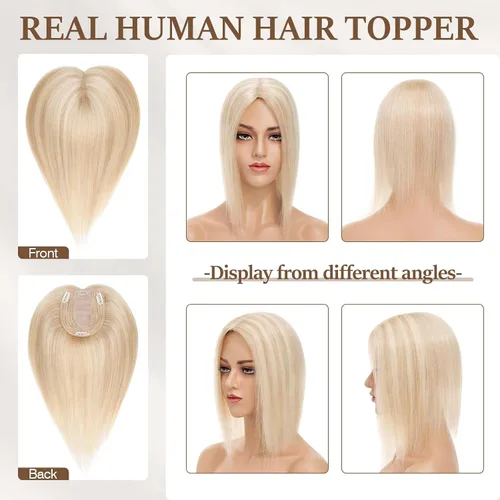 Miniatura 84 de Rich Choices Pelucas con topper de cabello para mujeres, cabello humano real 100% Remy, sin flequillo, para mujeres con adelgazamiento en la parte