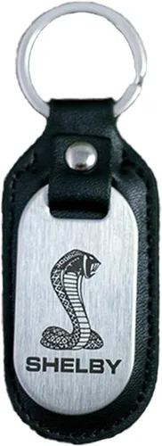 Shelby Cobra Snake - Llavero FOB de acero inoxidable con licencia oficial Shelby®, hecho de acero inoxidable (llavero) y piel auténtica, fabricado