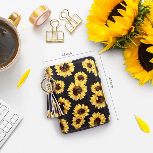Miniatura 3 de Billetera pequeña para tarjetas de crédito RFID con purpurina linda para mujer