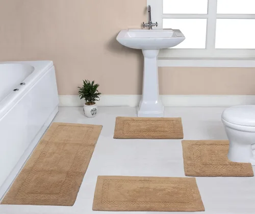 Miniatura 100 de Home Weavers Classy - Juego de alfombras de baño 100 % algodón, decoración de baño, lavable, extrasuave y absorbente, tapete de cocina, juego de Aqua