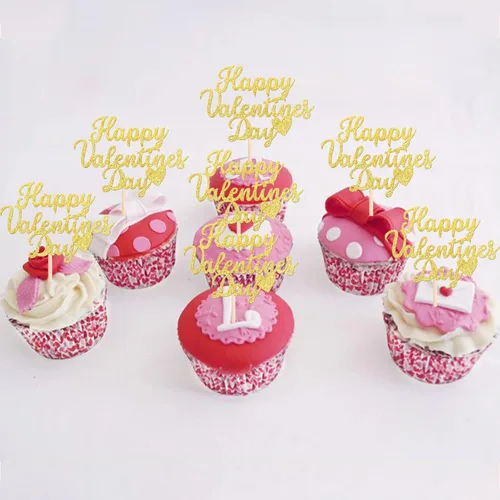 Miniatura 3 de 24 piezas de decoración para cupcakes con purpurina para el día de San Valentín Sweet Love Be Mine para San Valentín, temática de San Valentín