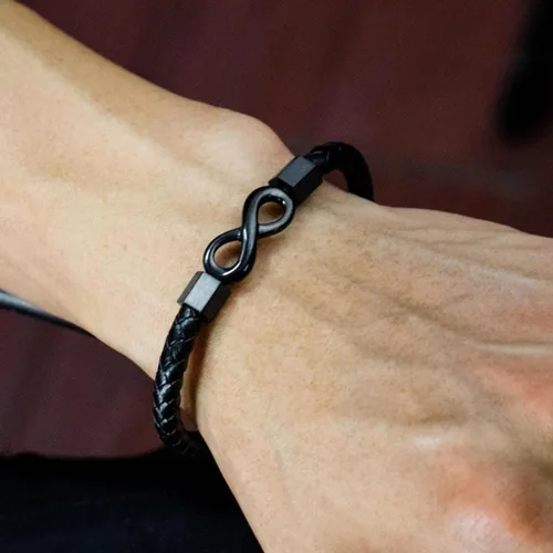 Miniatura 5 de Pulsera de cuero con texto en inglés "To My Man", regalo para marido de parte de WifeI Love You Forever and Always Pulseras para novio, aniversario