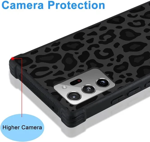 Miniatura 4 de KANGHAR Funda compatible con Galaxy Note 20 Ultra, diseño de leopardo negro, textura de neumático antideslizante, a prueba de golpes, funda