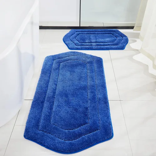 Miniatura 64 de COSY HOMEER Alfombras de Baño Extra Gruesas para Baño - Juegos de Alfombras Antideslizantes de Lino de Baño Suave Felpa 100% Poliéster Fuerte Sala