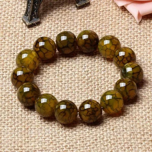Miniatura 2 de Pulsera de cuentas redondas de ágata de dragón amarillo natural de 0.472in, cuentas de 7.5 pulgadas, cuentas #16638