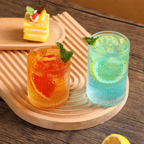 Miniatura 7 de Moretoes - Juego de vasos de beber Hobnail de 12, 12 onzas vasos altos y 10 onzas vasos de cóctel, vasos de vidrio con relieve estilo boho