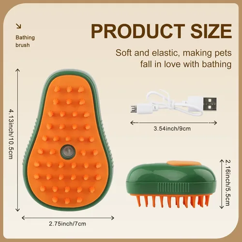 Miniatura 2 de Cepillo de vapor para gatos, cepillo vaporoso 3 en 1 para gatos, peine de masaje y aseo de silicona, peine rociador de limpieza de pelo de mascotas