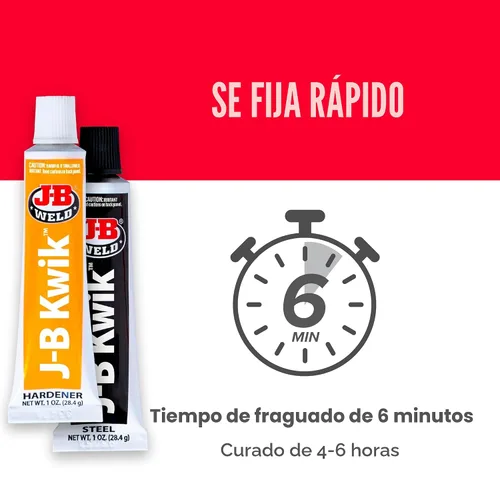Miniatura 4 de J-B Weld 8276 KwikWeld Pegamento de acero reforzado de rápida adhesión. Pomo de 2 onzas, 2 onza, Blanco