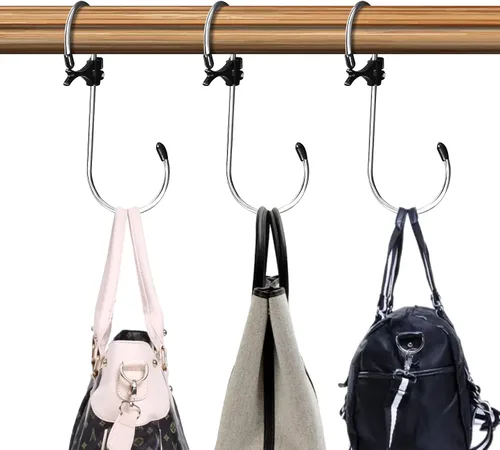 Miniatura 4 de GEZIDEA Ganchos en S para colgar bolsos, bolsos, ropa, bolsos, sombreros, paquete de 10 (grande y 90 grados)
