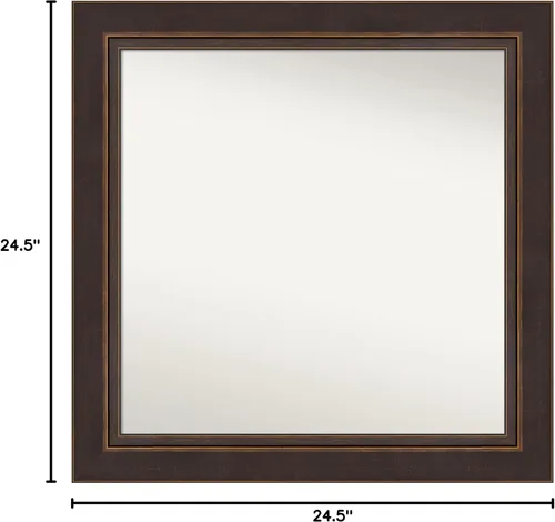 Miniatura 6 de Amanti Art Espejo de baño de bronce para sobre el fregadero, 24 x 24 pulgadas, espejo cuadrado de bronce Lara para tocador, marco de madera