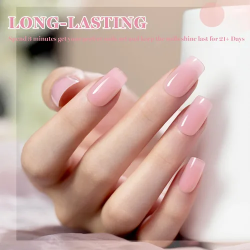 Miniatura 2 de RARJSM Esmalte de uñas de gel con base de goma de fibra de vidrio rosa y flor de cerezo desnudo, para reparar uñas rotas, fortalecedor, capa base