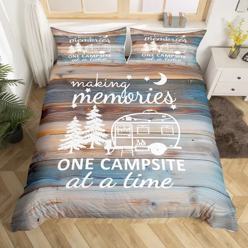 Miniatura 12 de Erosebridal Lake House Twin Bed Set for Boys Girls Kids, Blue and Beige Lakehouse 2Pcs Duvet Cover with Zipper, Rustic Farmhouse Bedding Sets