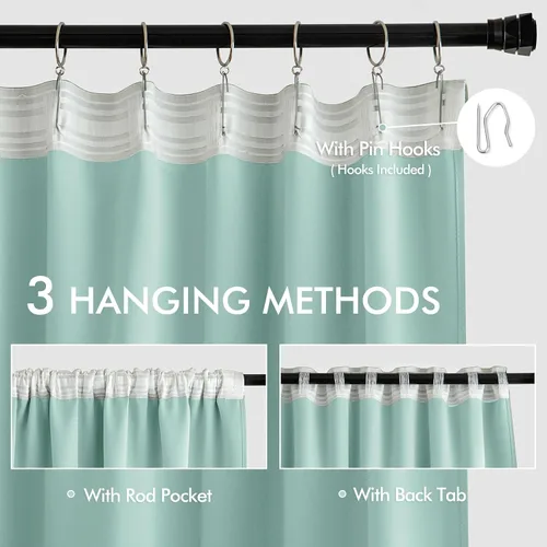 Miniatura 3 de MIULEE Cortinas opacas con pestaña trasera de 63 pulgadas de largo, juego de 2 paneles para sala de estar, dormitorio, privacidad, bolsillo