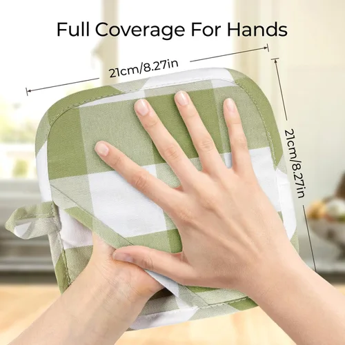 Miniatura 2 de Soportes para ollas de algodón para cocina, resistentes al calor, almohadillas calientes, salvamanteles, posavasos, juego de agarraderas 2_cuadros