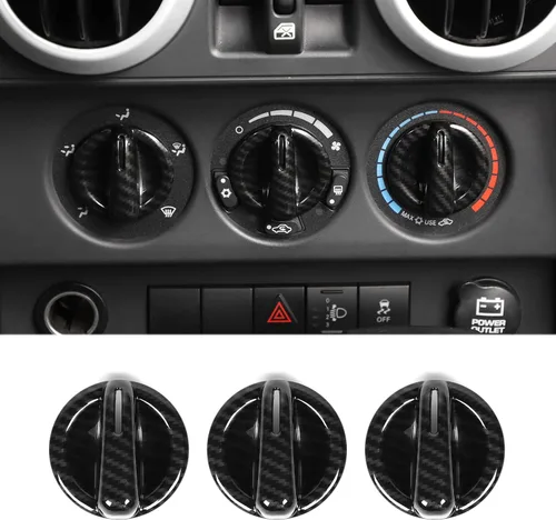 Cubierta de botón de interruptor de aire acondicionado de fibra de carbono compatible con Jeep Wrangler JK JKU Sport X Sahara Rubicon 2007-2010