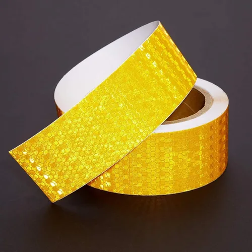 Miniatura 4 de Stockroom Plus Cinta reflectante amarilla, rollo de 2 pulgadas x 30 pies, cinta amarilla para escaleras, remolques y bicicletas, seguridad Amarillo