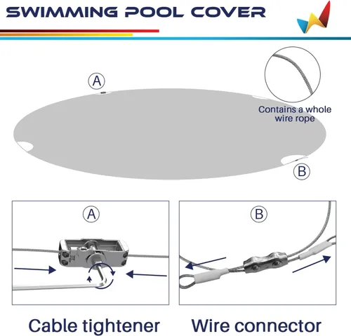 Miniatura 5 de Windscreen4less Cubierta de seguridad redonda impermeable para piscina de invierno de 9 pies con cable de alambre a lo largo de los bordes