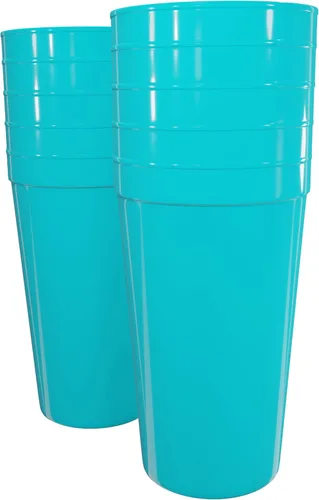 Miniatura 17 de PartyPrints Paquete de 100 vasos de plástico en blanco reutilizables de 10 a 12 onzas, vasos de estadio a granel, sin BPA, aptos para lavavajillas