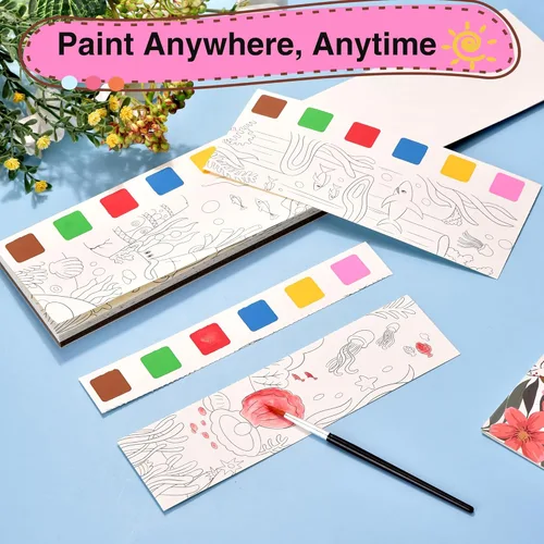 Miniatura 5 de Paquete de 4 mini almohadillas de pintura, mini almohadillas de pintura, almohadilla de pintura de acuarela, libro de pintura de acuarela