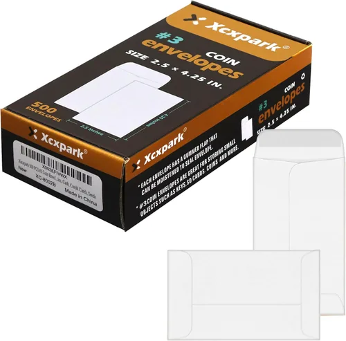 Miniatura 12 de Xxcxpark 500 sobres para monedas #1, sobres de papel kraft blanco de 2-1/4 x 3-1/2 pulgadas, sobres clásicos de papel kraft para piezas pequeñas