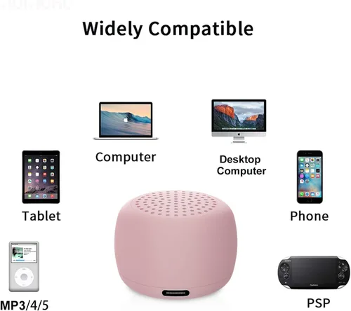 Miniatura 7 de Altavoz Bluetooth pequeño, mini inalámbrico con obturador remoto, emparejamiento TWS, micrófono integrado, altavoz Bluetooth portátil para Rosa