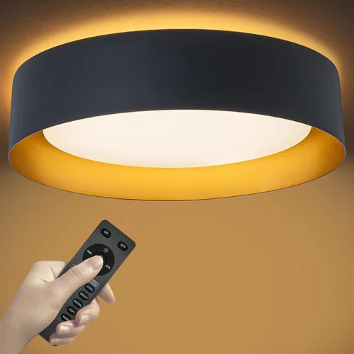 Miniatura 16 de Bargeni Lámpara de techo empotrada, lámpara de techo LED de 12.5 pulgadas, 5CCT regulable/2700K-6000K/20W, negro mate con acento de madera, montaje