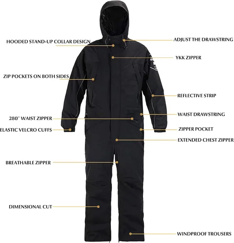 Miniatura 3 de GSOU SNOW Traje de esquí de una pieza impermeable a prueba de viento, traje de nieve aislado para deportes de nieve para hombres y mujeres